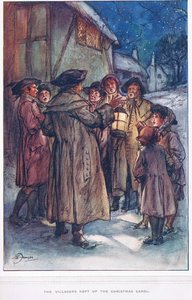 A falusiak folytatták a karácsonyi éneket, Oliver Goldsmith „The Vicar of Wakefield” című művéből, 1910 körül.